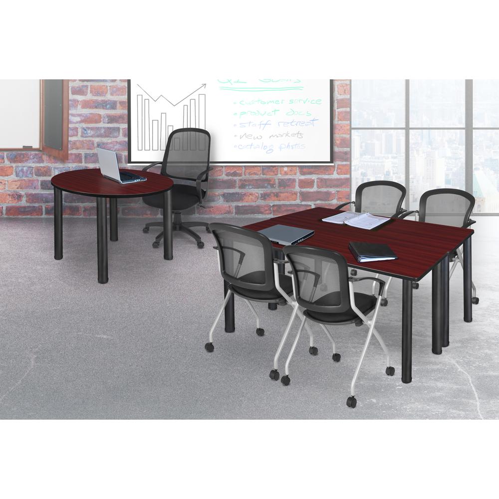 66" x 24" Kee Training Table- Mahogany/Black and 2 Cadence Nesting Chairs. Picture 6