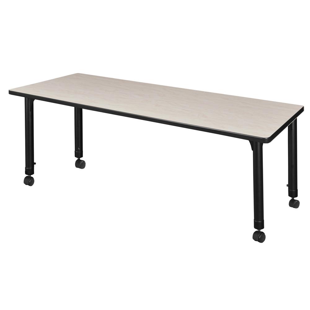 Kee 66" x 24" Height Adjustable Mobile Classroom Table - Maple. Picture 2