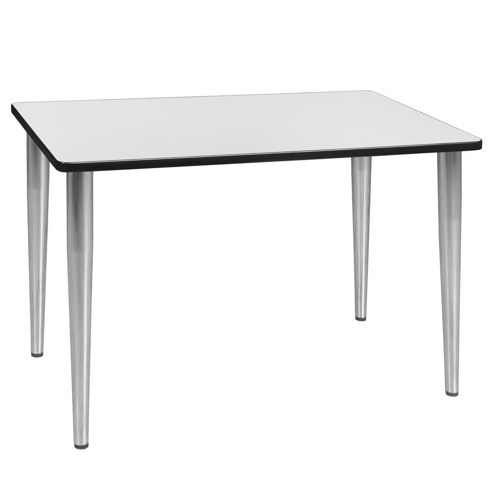 42" x 24" Kahlo Tapered Leg Table- White/ Chrome. Picture 1