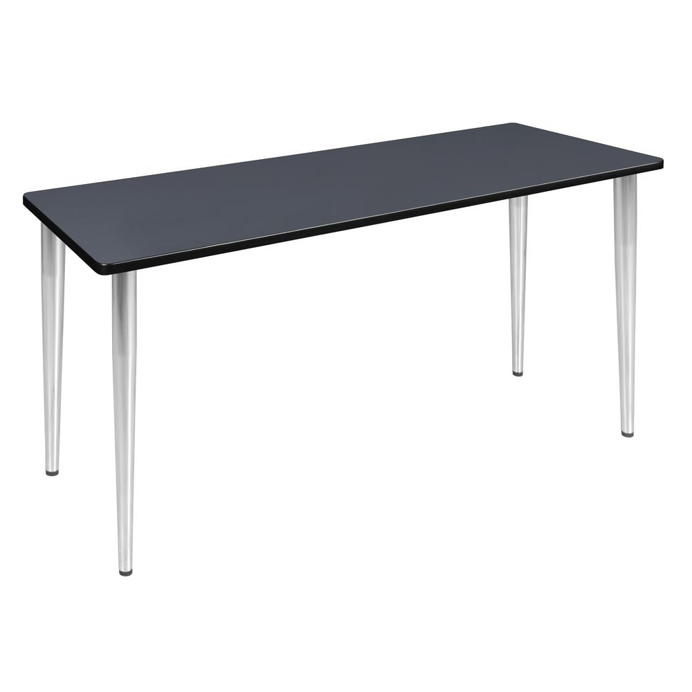 60" x 24" Kahlo Tapered Leg Table- Grey/ Chrome. Picture 1