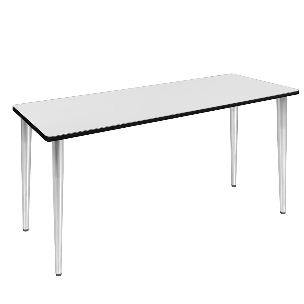 60" x 24" Kahlo Tapered Leg Table- White/ Chrome. Picture 1