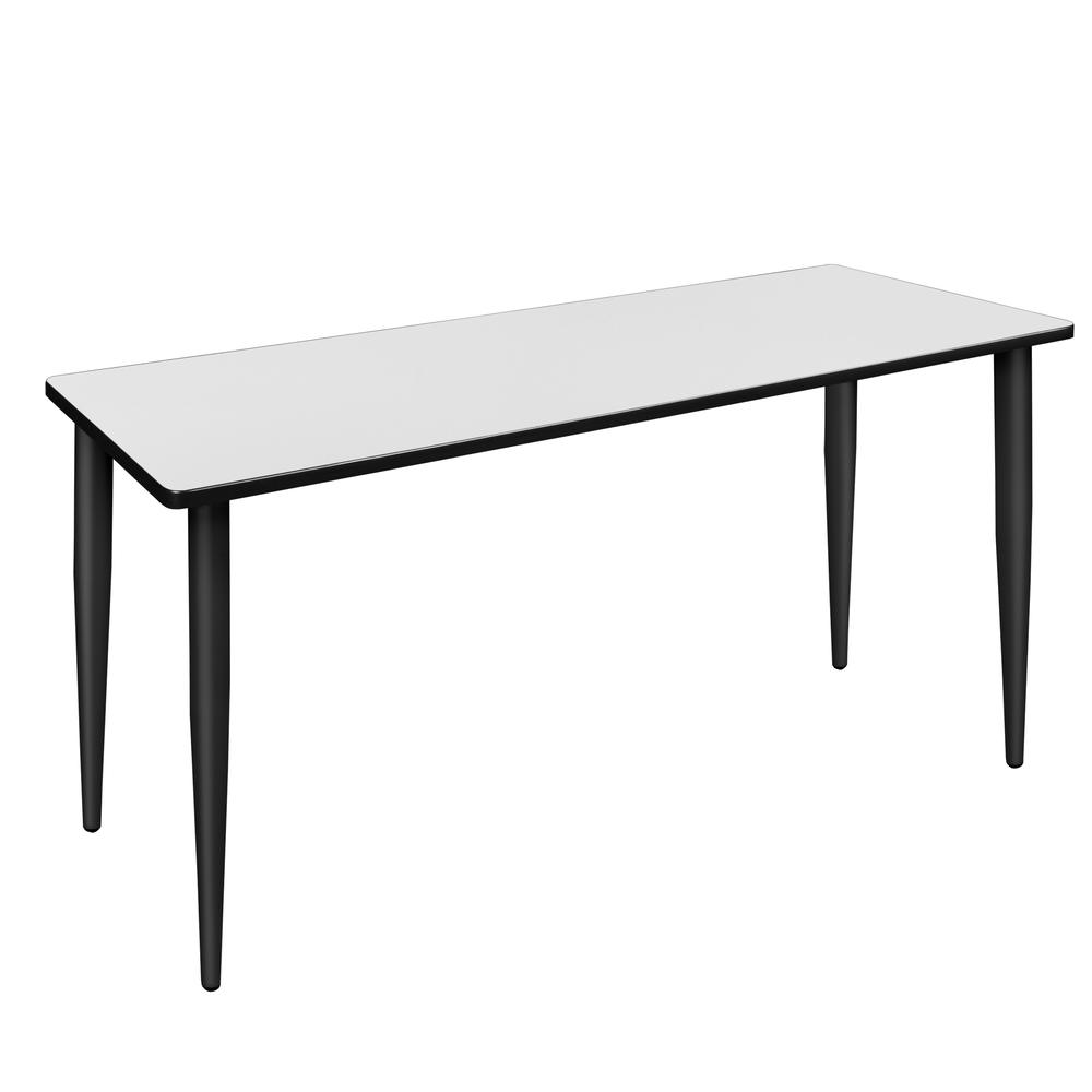 66" x 24" Kahlo Tapered Leg Table- White/ Black. Picture 1