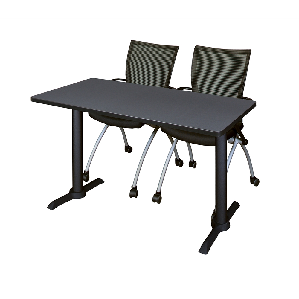 Cain 48" x 24" Training Table- Grey & 2 Apprentice Chairs- Black. Picture 1