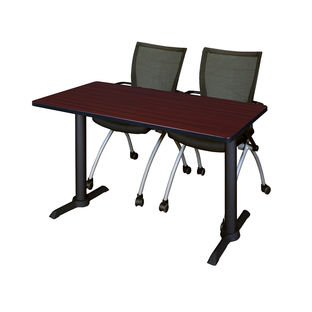 Cain 48" x 24" Training Table- Mahogany & 2 Apprentice Chairs- Black. Picture 1