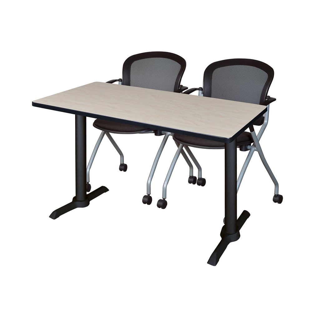 Cain 48" x 24" Training Table- Maple & 2 Cadence Nesting Chairs- Black. Picture 1