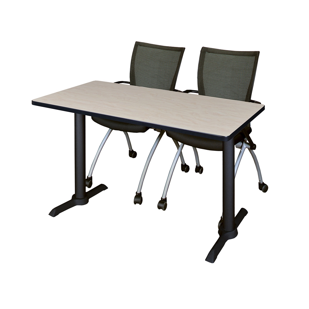 Cain 48" x 24" Training Table- Maple & 2 Apprentice Chairs- Black. Picture 1