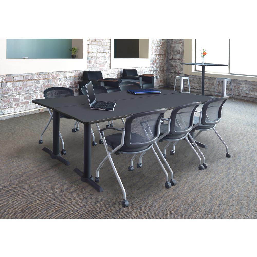 Cain 84" x 24" Training Table- Grey & 3 Cadence Nesting Chairs- Black. Picture 7