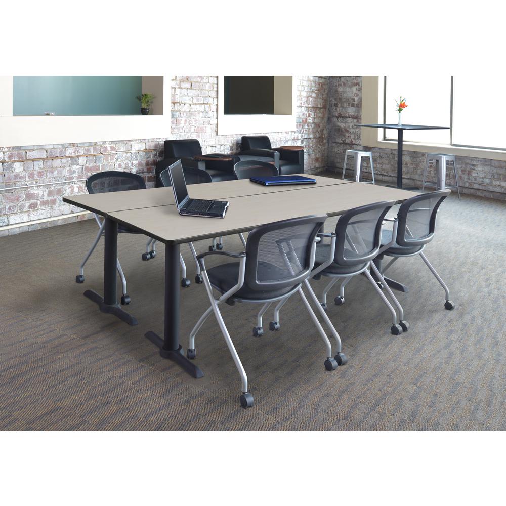 Cain 84" x 24" Training Table- Maple & 3 Cadence Nesting Chairs- Black. Picture 7