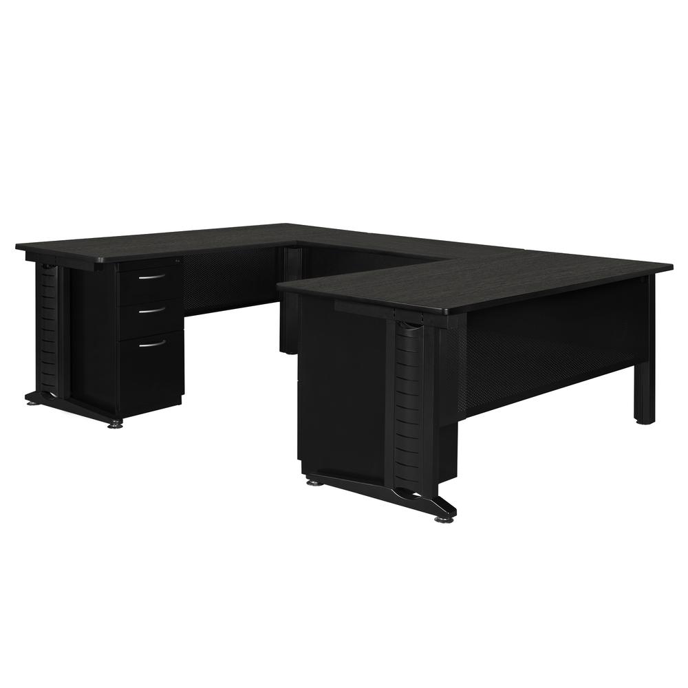 Regency Fusion 66 x 72 in. U Shaped Desk with Double Pedestal Drawer Unit. Picture 1
