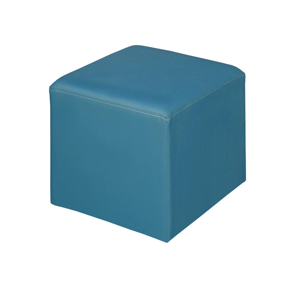 Jacob 15" Square Ottoman- Peacock Teal. Picture 1