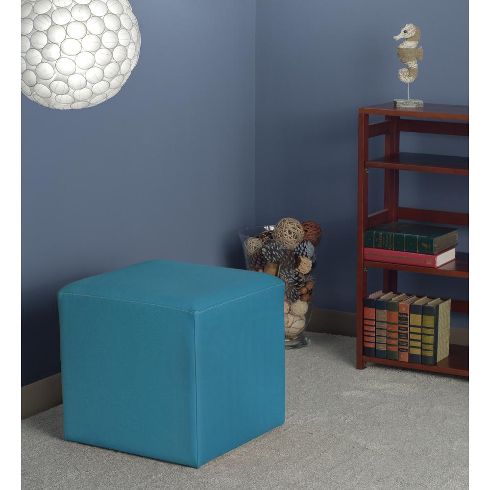 Jacob 15" Square Ottoman- Peacock Teal. Picture 2