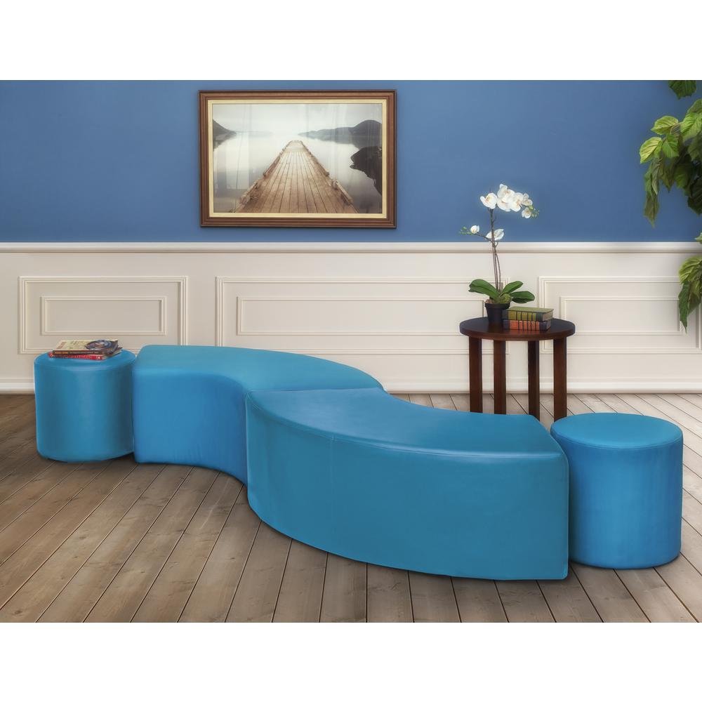 Logan Round Vinyl Ottoman (Set of 2)- Peacock Teal. Picture 2