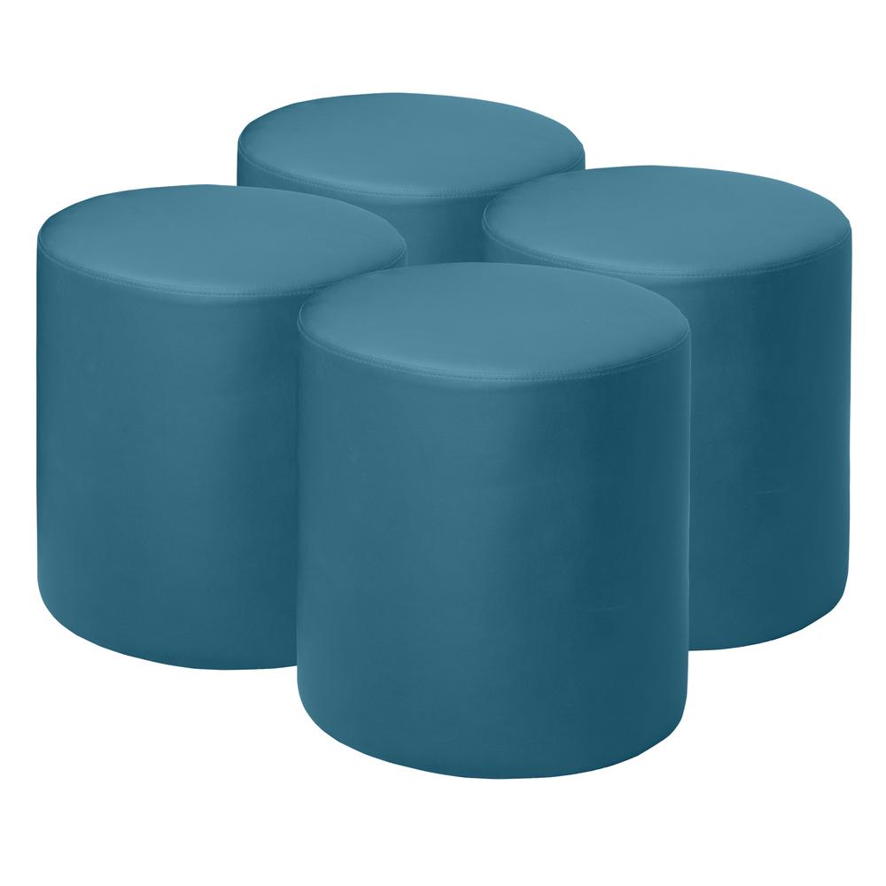 Logan Round Vinyl Ottoman (Set of 4)- Peacock Teal. Picture 1