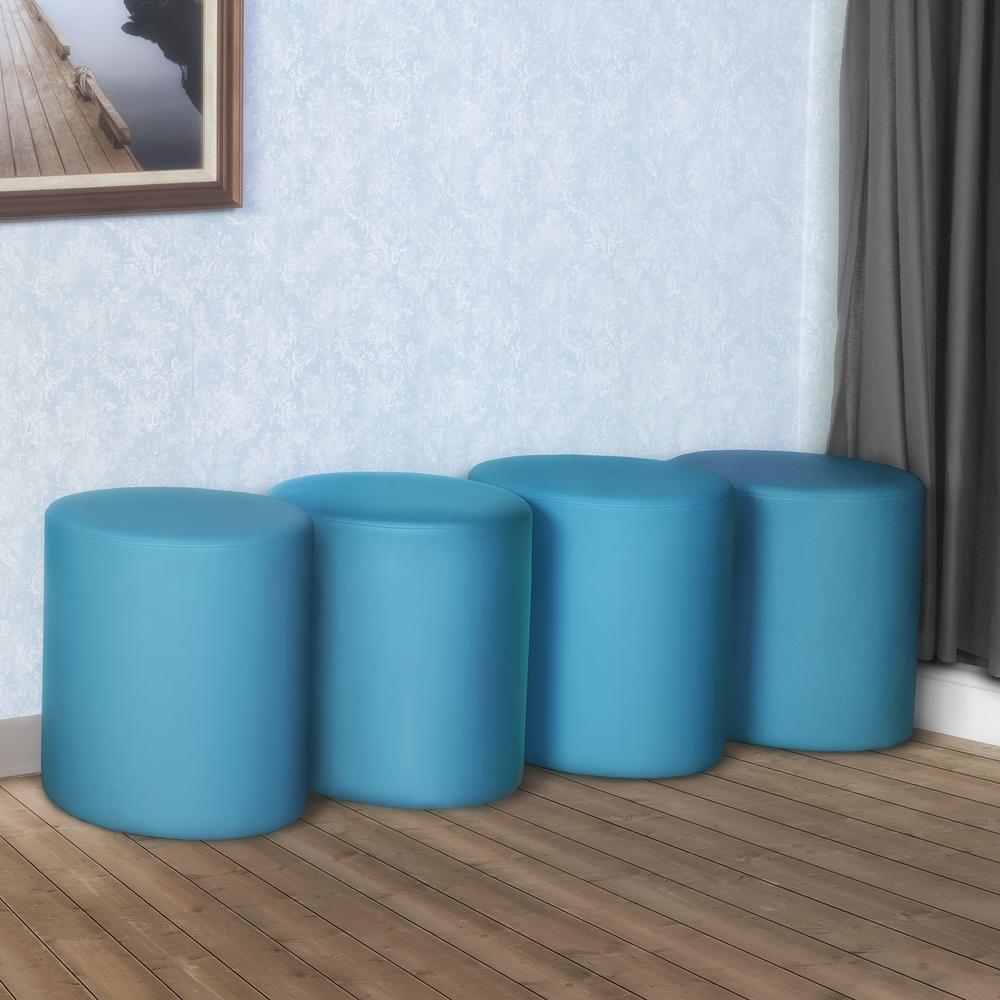 Logan Round Vinyl Ottoman (Set of 4)- Peacock Teal. Picture 2