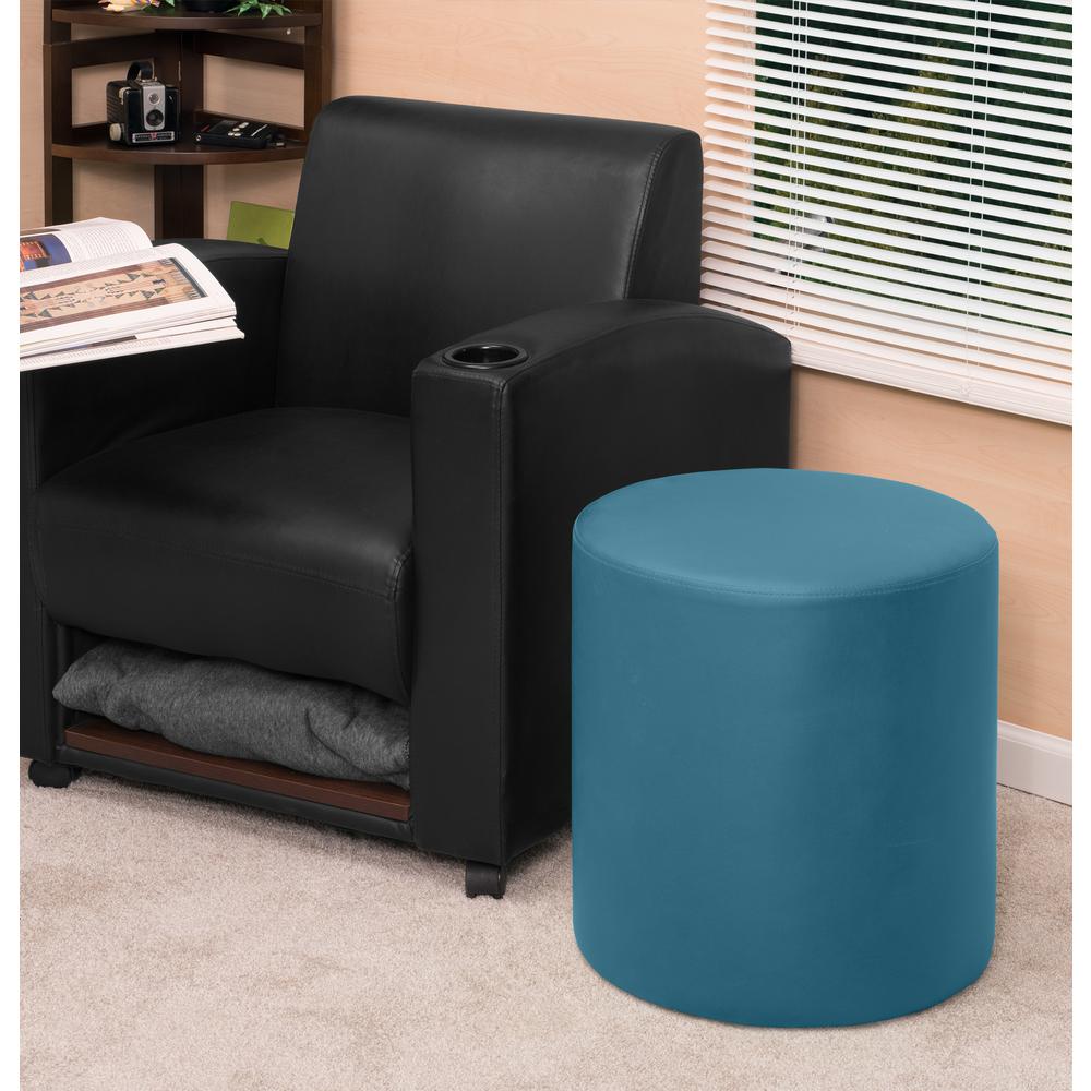 Logan Round Ottoman- Peacock Teal. Picture 4