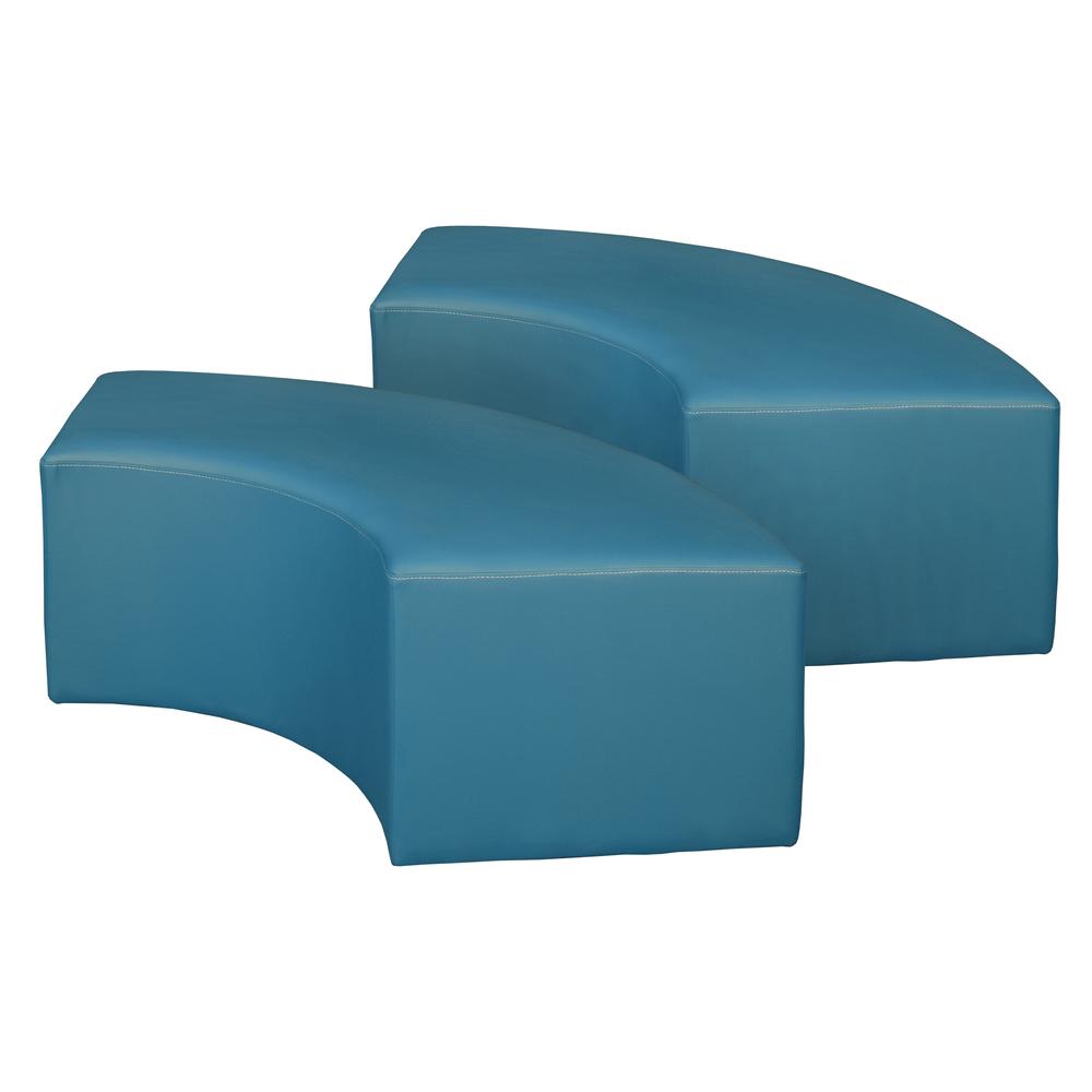 Aurora Curved Vinyl Ottoman (Set of 2)- Peacock Teal. Picture 1