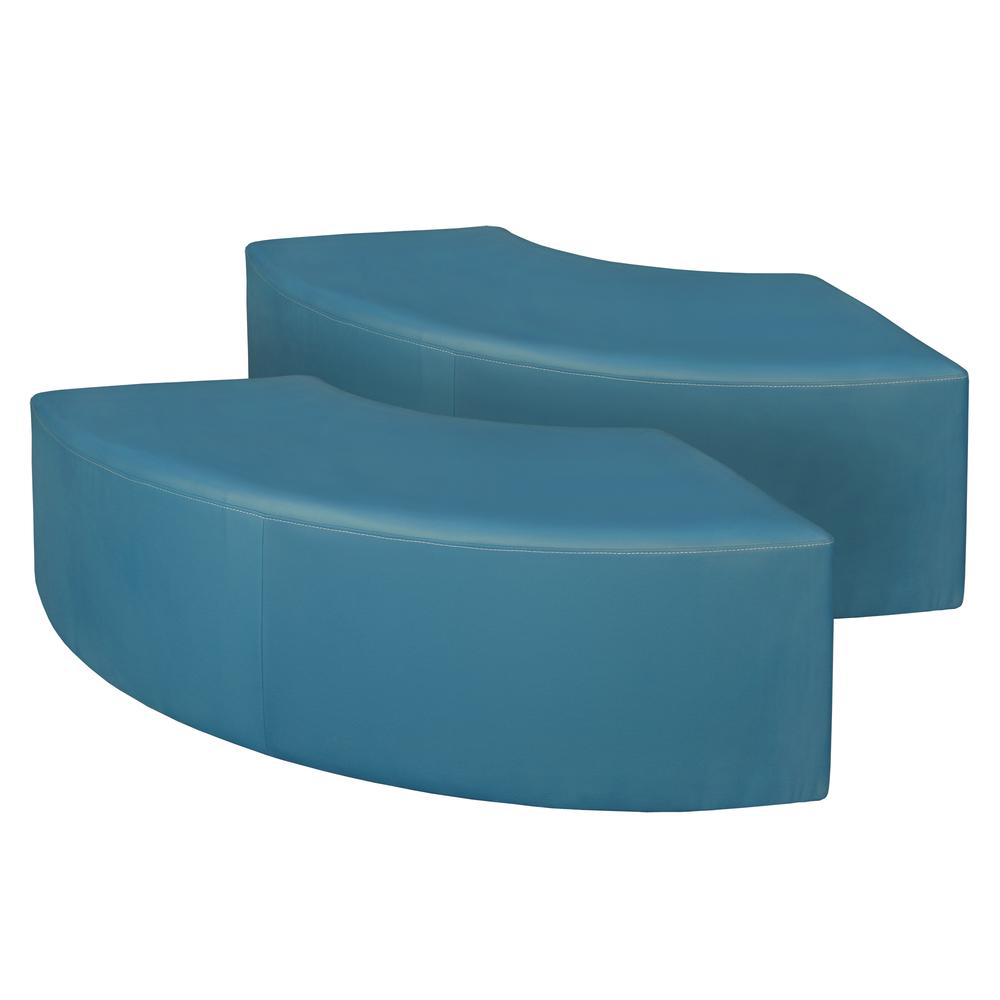 Aurora Curved Vinyl Ottoman (Set of 2)- Peacock Teal. Picture 2