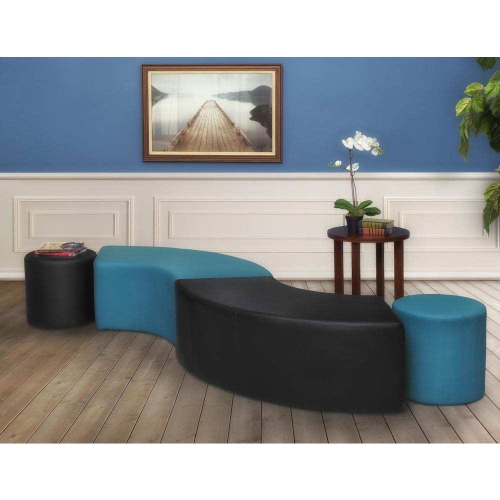 Aurora Curved Ottoman- Peacock Teal. Picture 4