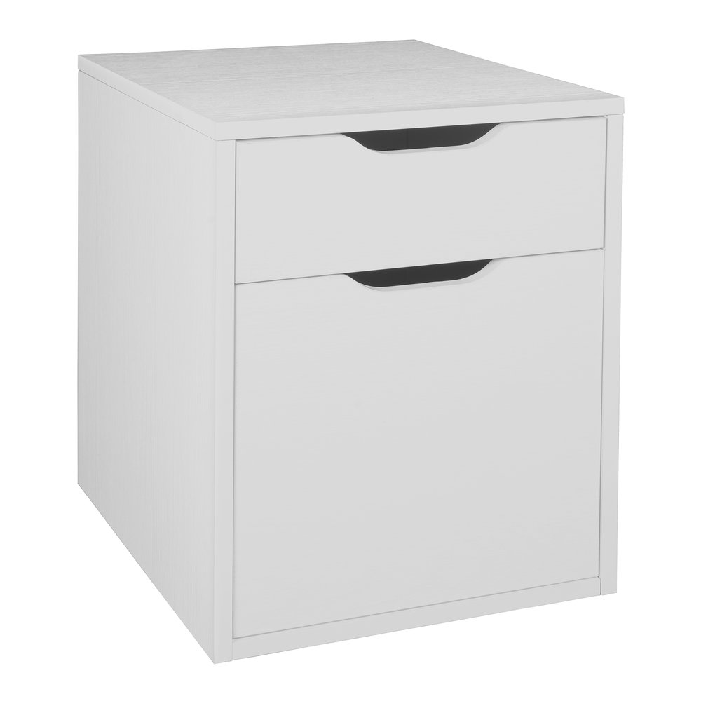 Niche Mōd Freestanding Box File Pedestal with no Tools Assembly- White Wood Grain. The main picture.