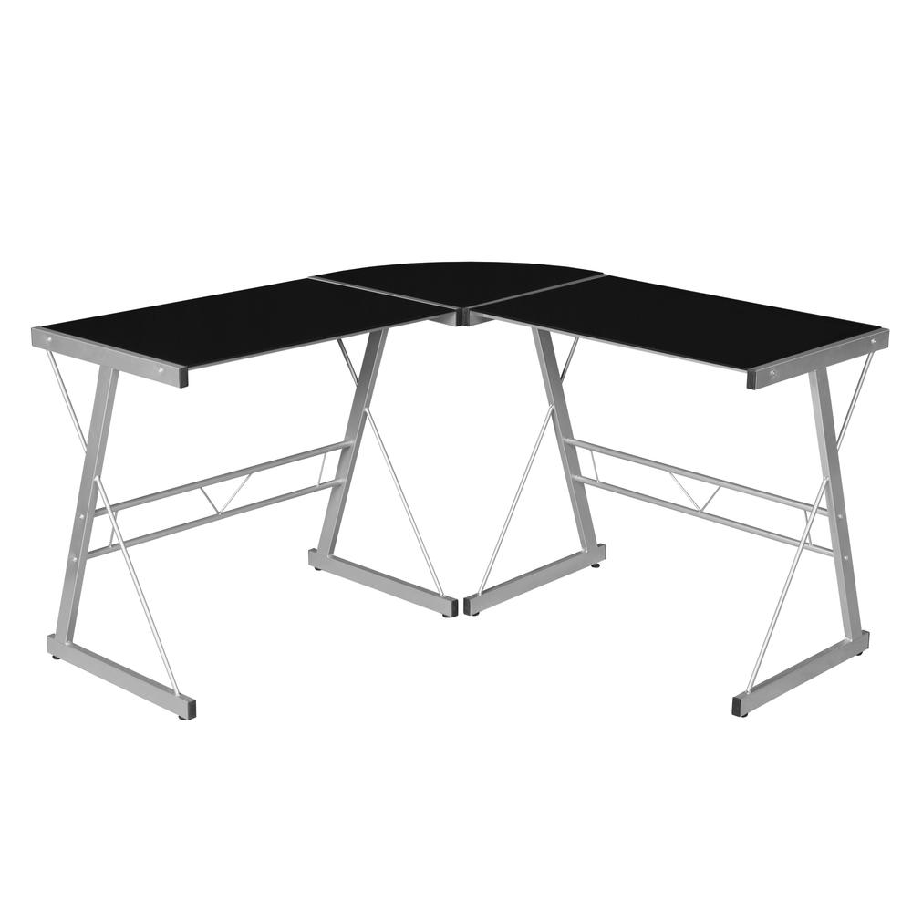 Niche Soho L-Desk- Black Tempered Glass. Picture 1