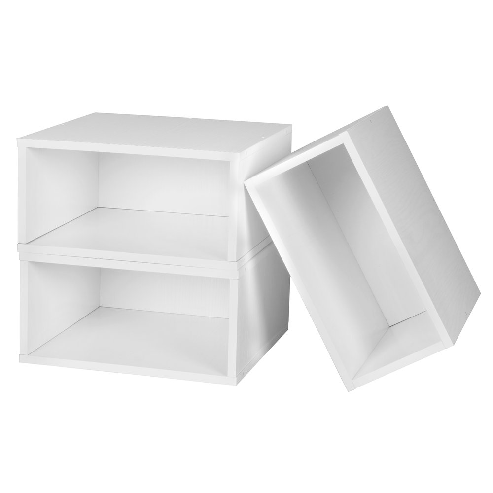 Niche Cubo Storage Set- 3 Half Size Cubes- White Wood Grain. Picture 3