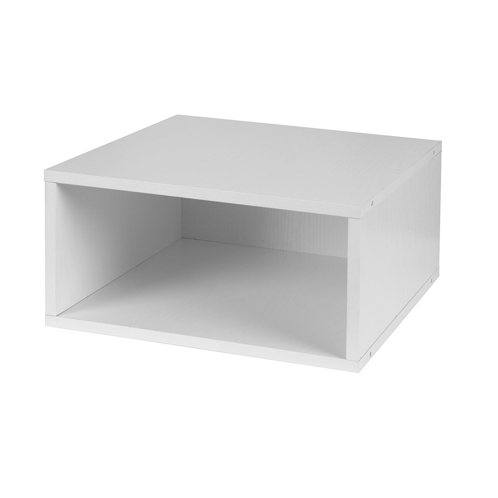 Niche Cubo Half Size Stackable Storage Cube- White Wood Grain. The main picture.
