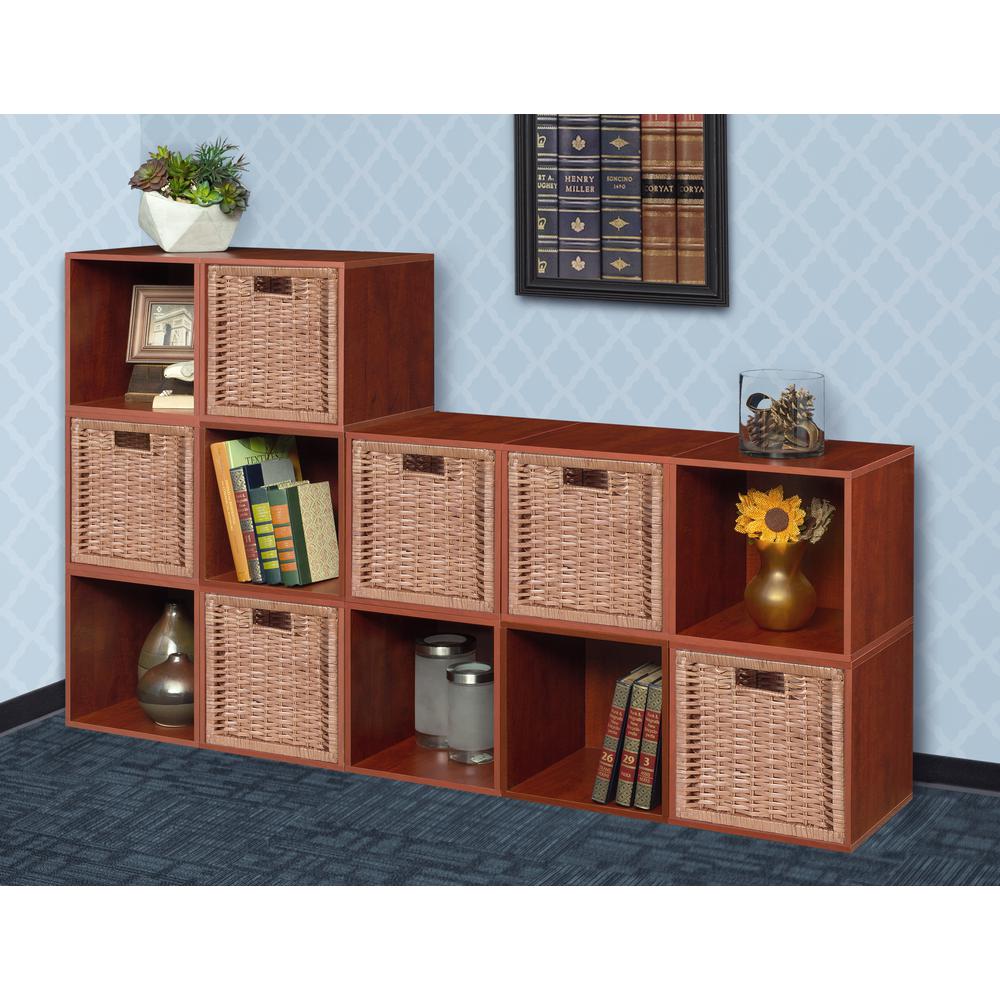 Niche Cubo Storage Set - 12 Cubes and 6 Wicker Baskets- Cherry/Natural. Picture 3