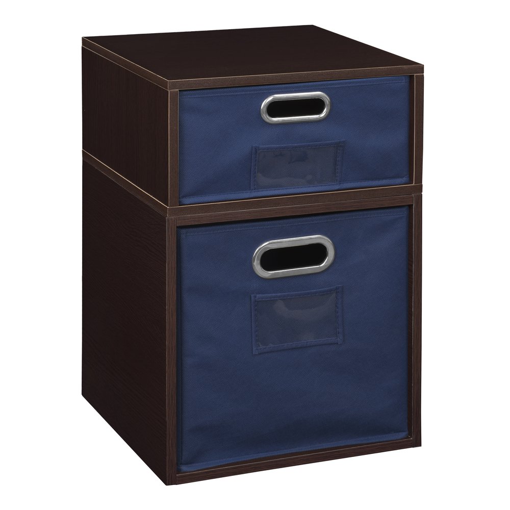 Niche Cubo Storage Set- 1 Half Cube/1 Full Cube with Foldable Storage Bins- Truffle/Blue. Picture 1
