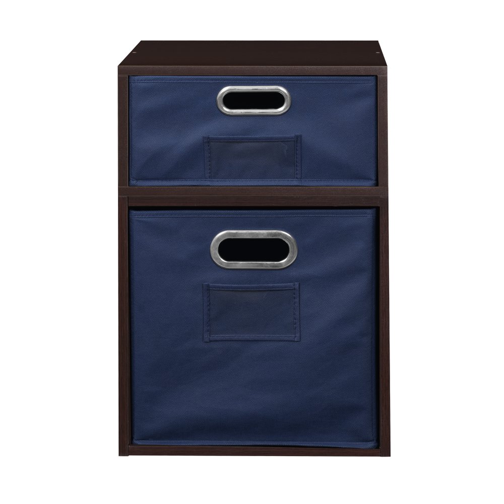 Niche Cubo Storage Set- 1 Half Cube/1 Full Cube with Foldable Storage Bins- Truffle/Blue. Picture 2