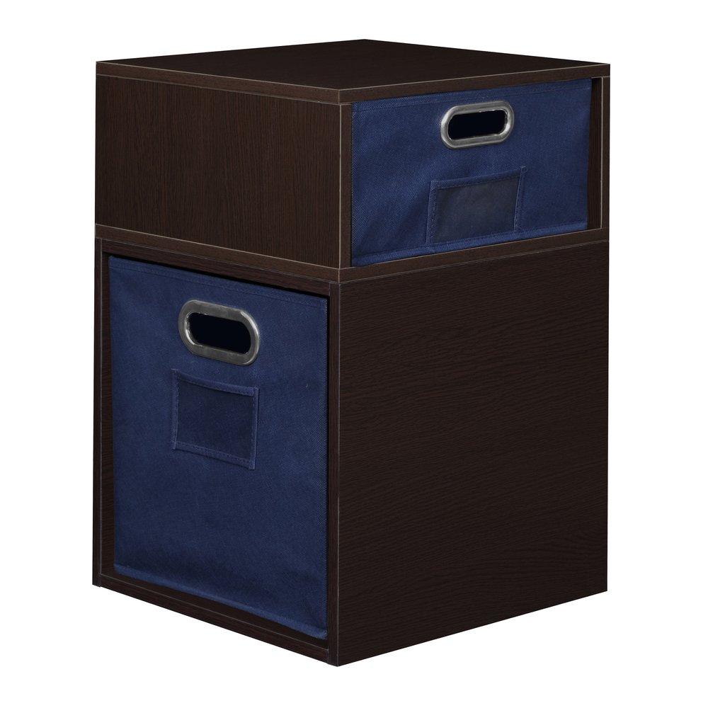 Niche Cubo Storage Set- 1 Half Cube/1 Full Cube with Foldable Storage Bins- Truffle/Blue. Picture 3