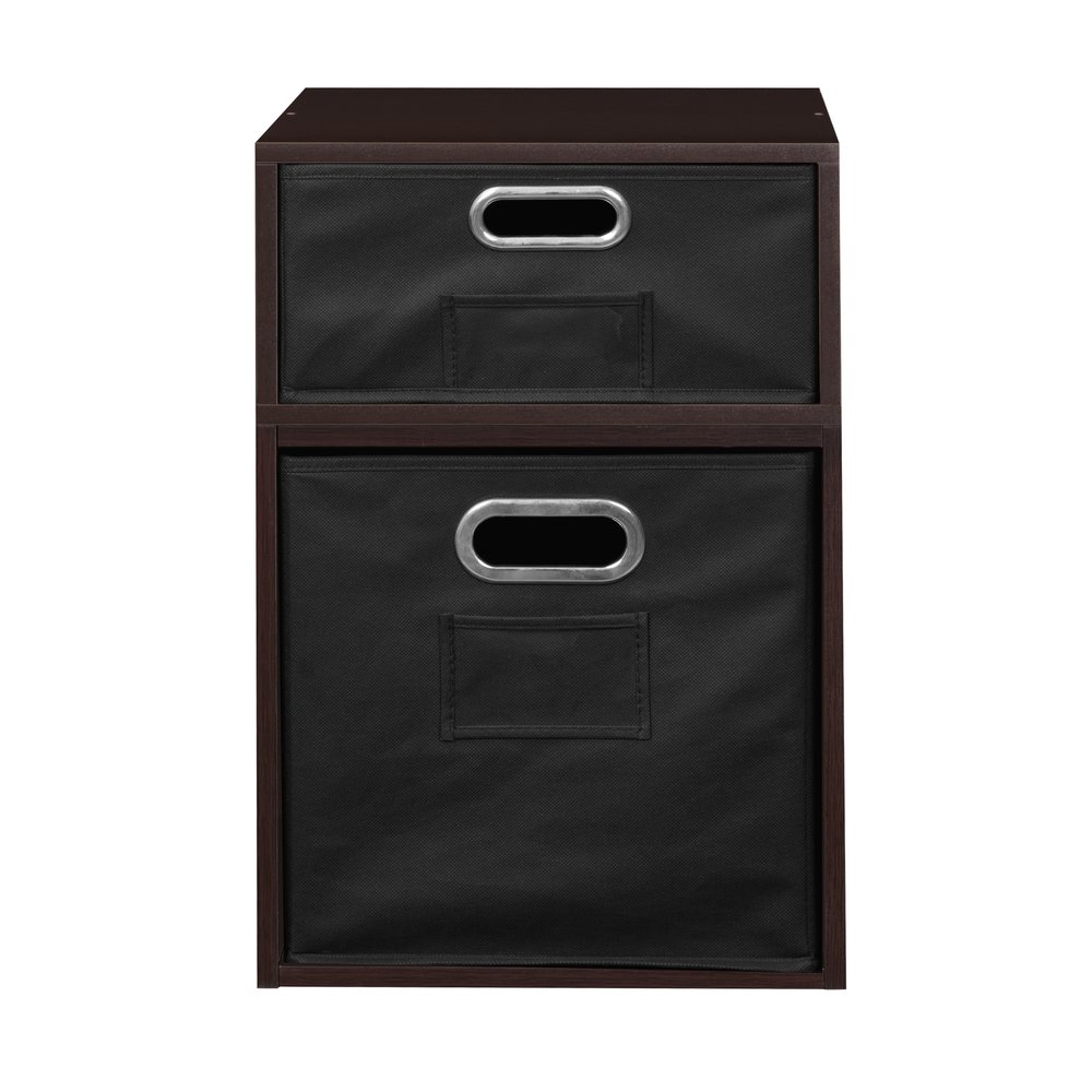 Niche Cubo Storage Set- 1 Half Cube/1 Full Cube with Foldable Storage Bins- Truffle/Black. Picture 2