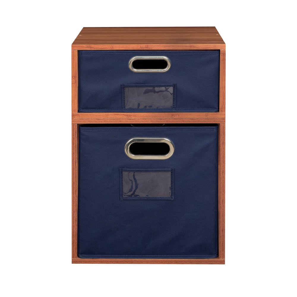 Niche Cubo Storage Set- 1 Half Cube/1 Full Cube with Foldable Storage Bins- Warm Cherry/Blue. Picture 2