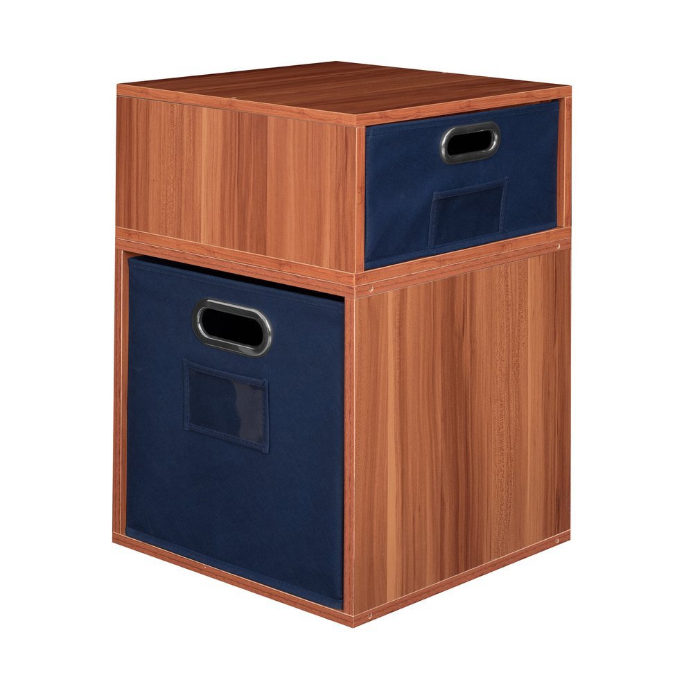 Niche Cubo Storage Set- 1 Half Cube/1 Full Cube with Foldable Storage Bins- Warm Cherry/Blue. Picture 3