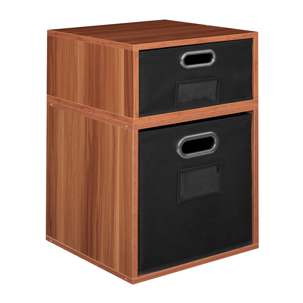Niche Cubo Storage Set- 1 Half Cube/1 Full Cube with Foldable Storage Bins- Warm Cherry/Black. Picture 1
