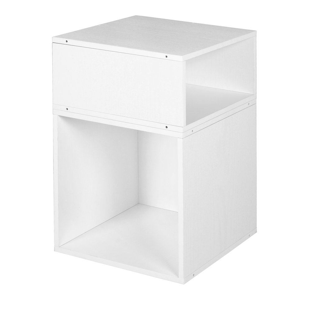 Niche Cubo Storage Set- 1 Half Cube/1 Full Cube- White Wood Grain. Picture 2