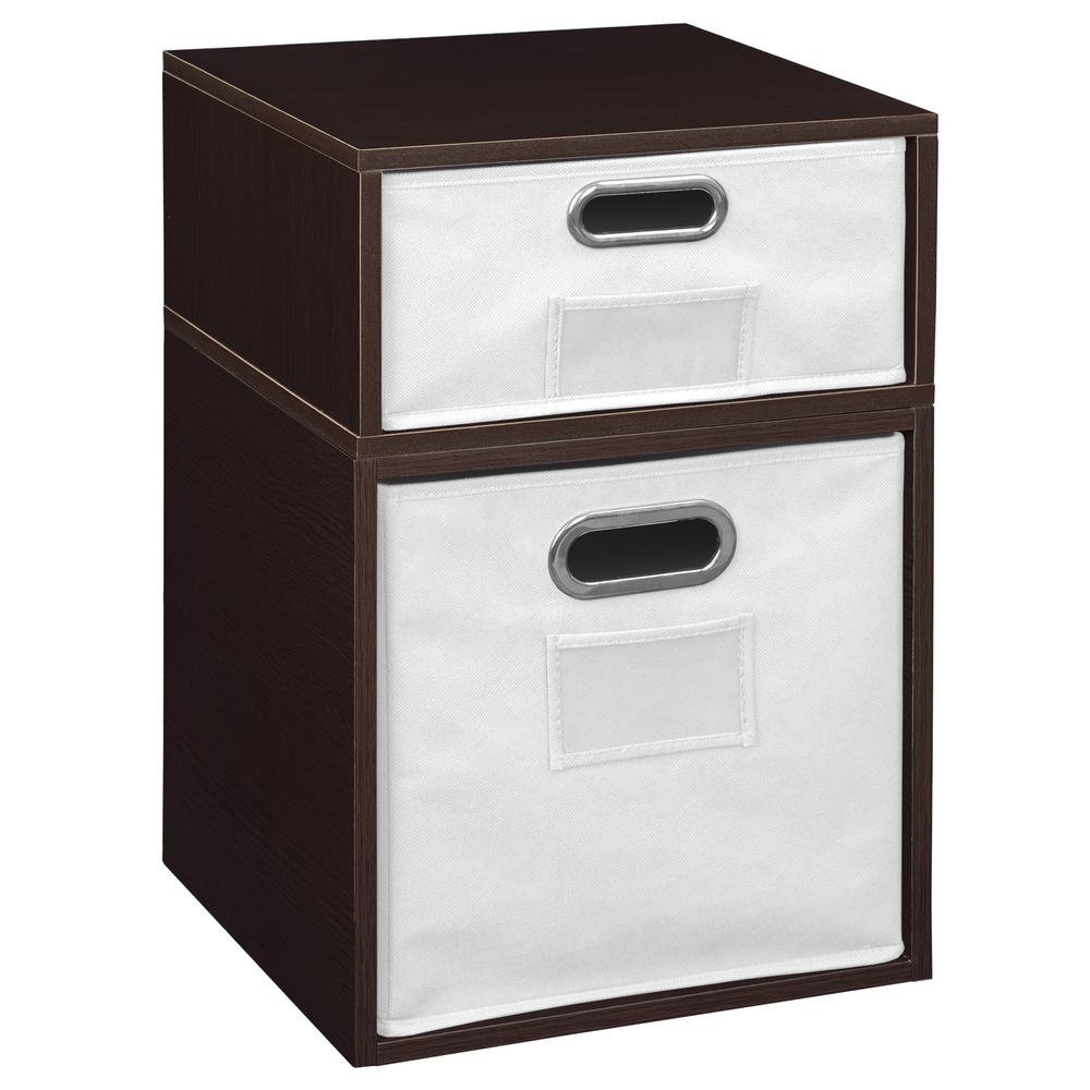 Niche Cubo Storage Set- 1 Full Cube/1 Half Cube with Foldable Storage Bins- Truffle/White. Picture 1