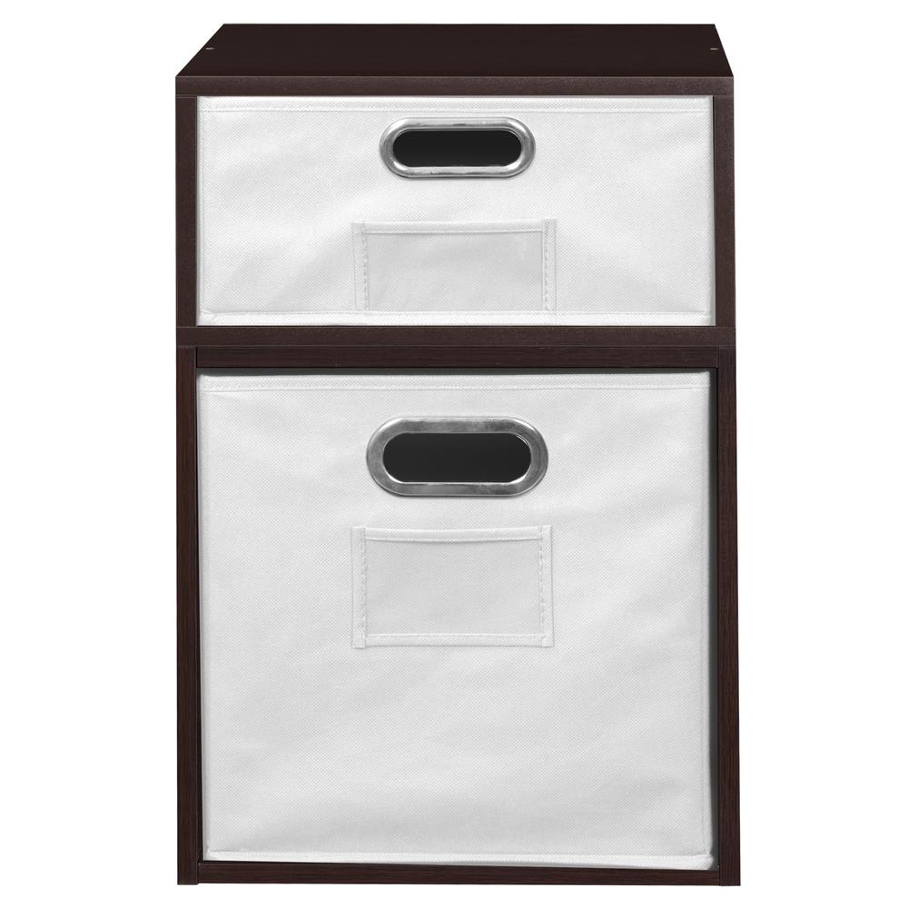 Niche Cubo Storage Set- 1 Full Cube/1 Half Cube with Foldable Storage Bins- Truffle/White. Picture 2