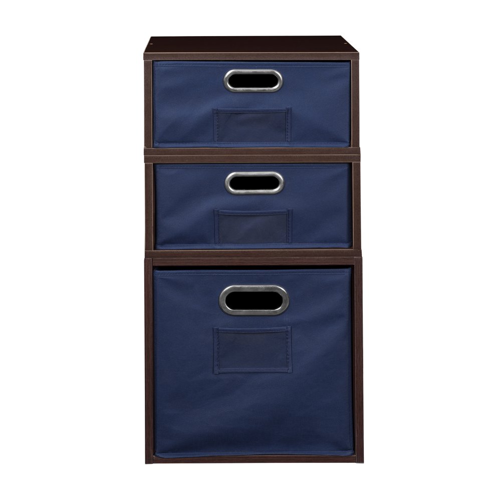 Niche Cubo Storage Set- 1 Full Cube/2 Half Cubes with Foldable Storage Bins- Truffle/Blue. Picture 2