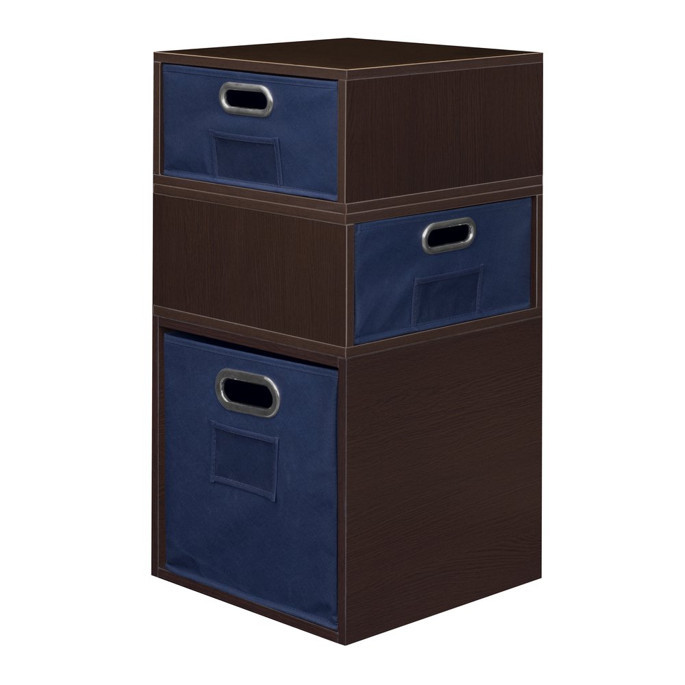 Niche Cubo Storage Set- 1 Full Cube/2 Half Cubes with Foldable Storage Bins- Truffle/Blue. Picture 3