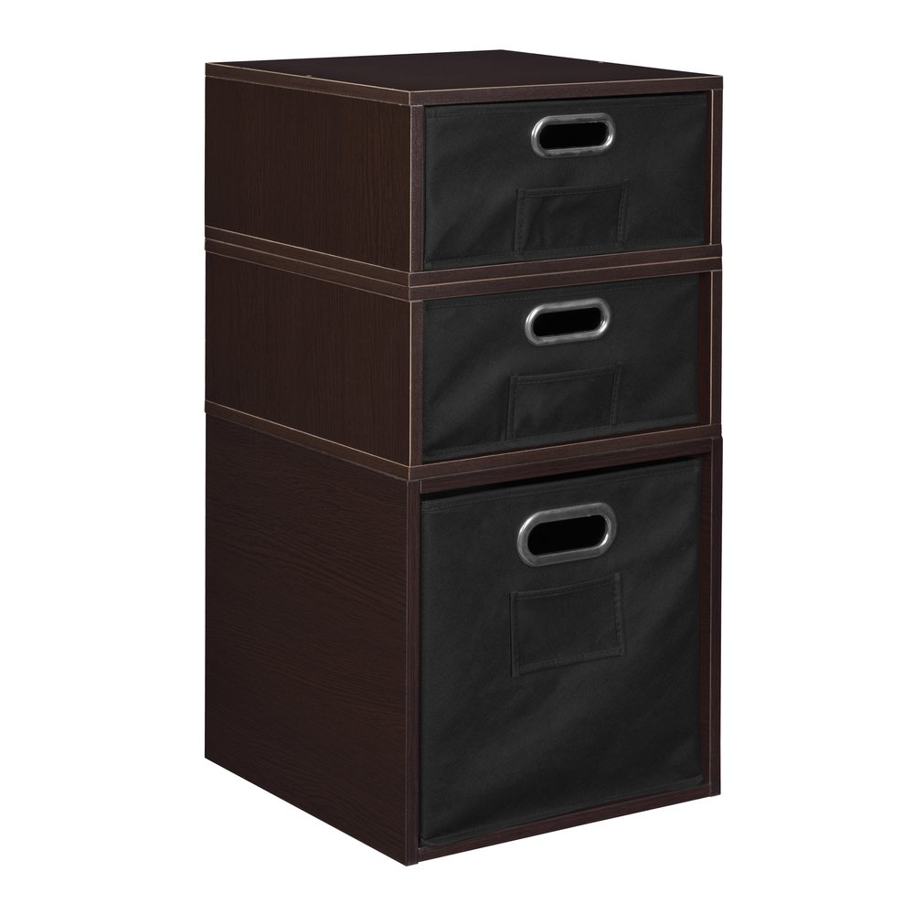 Niche Cubo Storage Set- 1 Full Cube/2 Half Cubes with Foldable Storage Bins- Truffle/Black. Picture 1