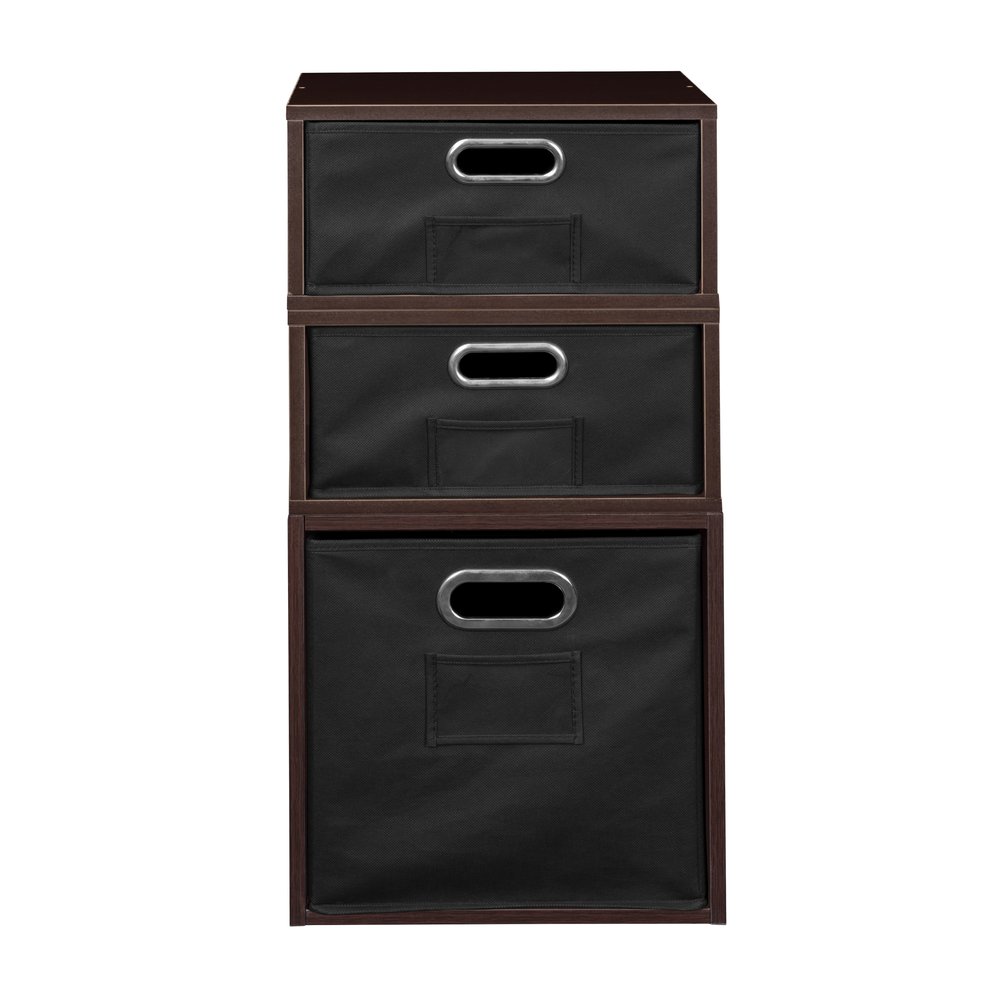 Niche Cubo Storage Set- 1 Full Cube/2 Half Cubes with Foldable Storage Bins- Truffle/Black. Picture 2