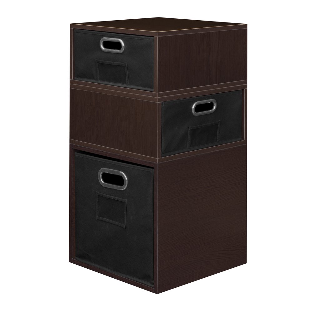 Niche Cubo Storage Set- 1 Full Cube/2 Half Cubes with Foldable Storage Bins- Truffle/Black. Picture 3