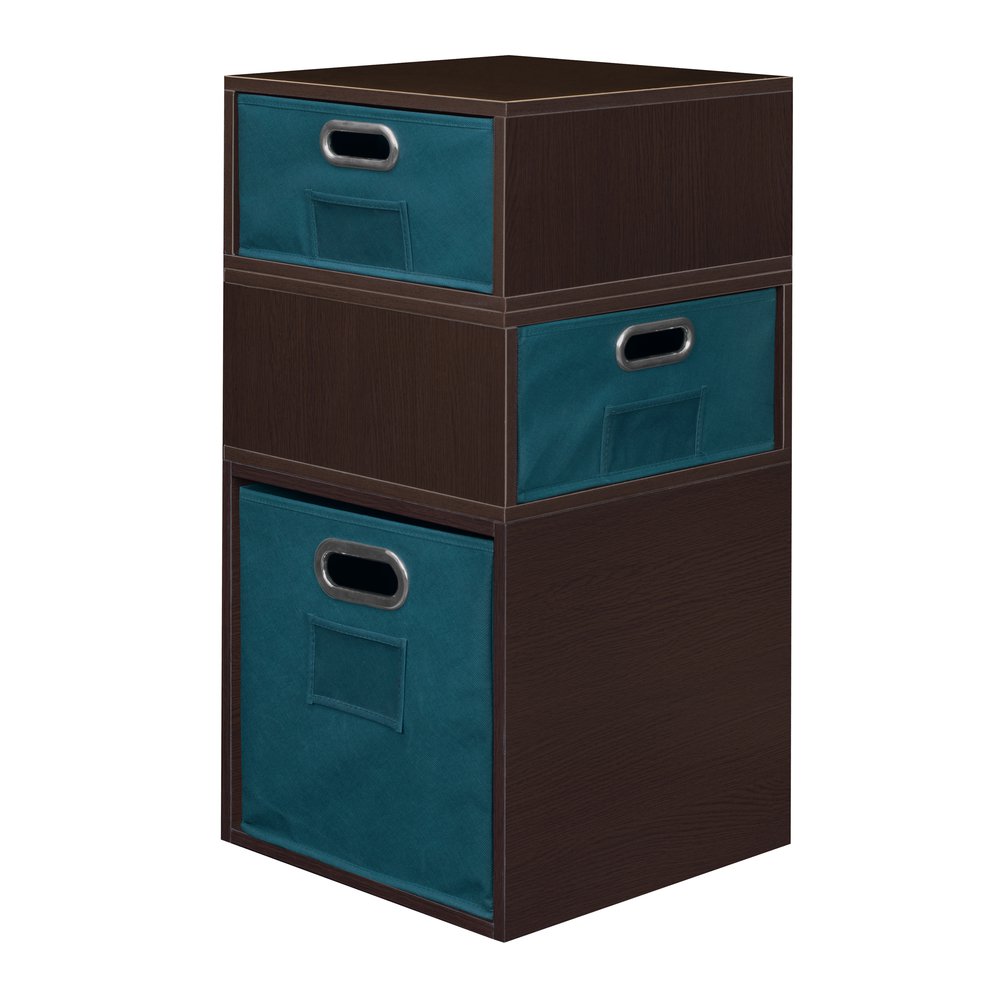 Niche Cubo Storage Set- 1 Full Cube/2 Half Cubes with Foldable Storage Bins- Truffle/Teal. Picture 3