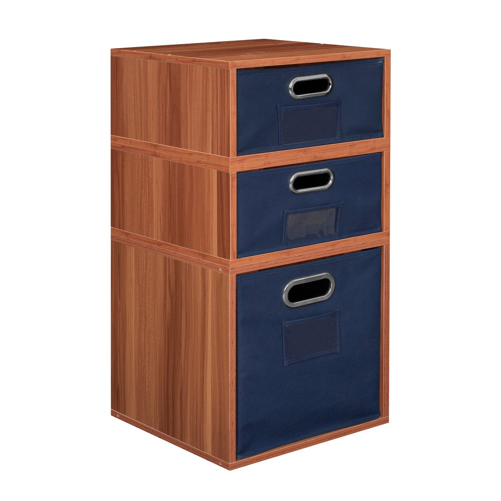Niche Cubo Storage Set- 1 Full Cube/2 Half Cubes with Foldable Storage Bins- Warm Cherry/Blue. Picture 1