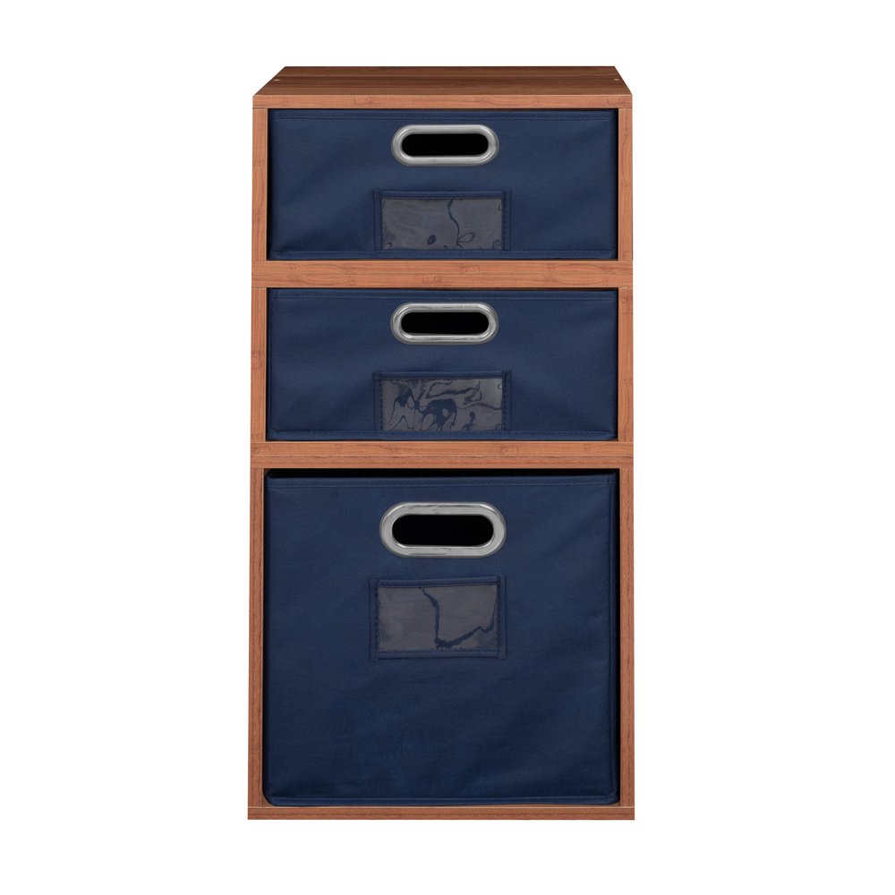 Niche Cubo Storage Set- 1 Full Cube/2 Half Cubes with Foldable Storage Bins- Warm Cherry/Blue. Picture 2