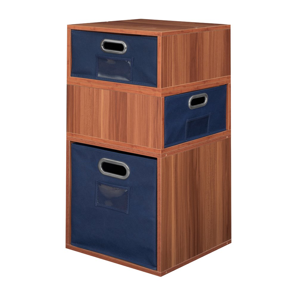 Niche Cubo Storage Set- 1 Full Cube/2 Half Cubes with Foldable Storage Bins- Warm Cherry/Blue. Picture 3