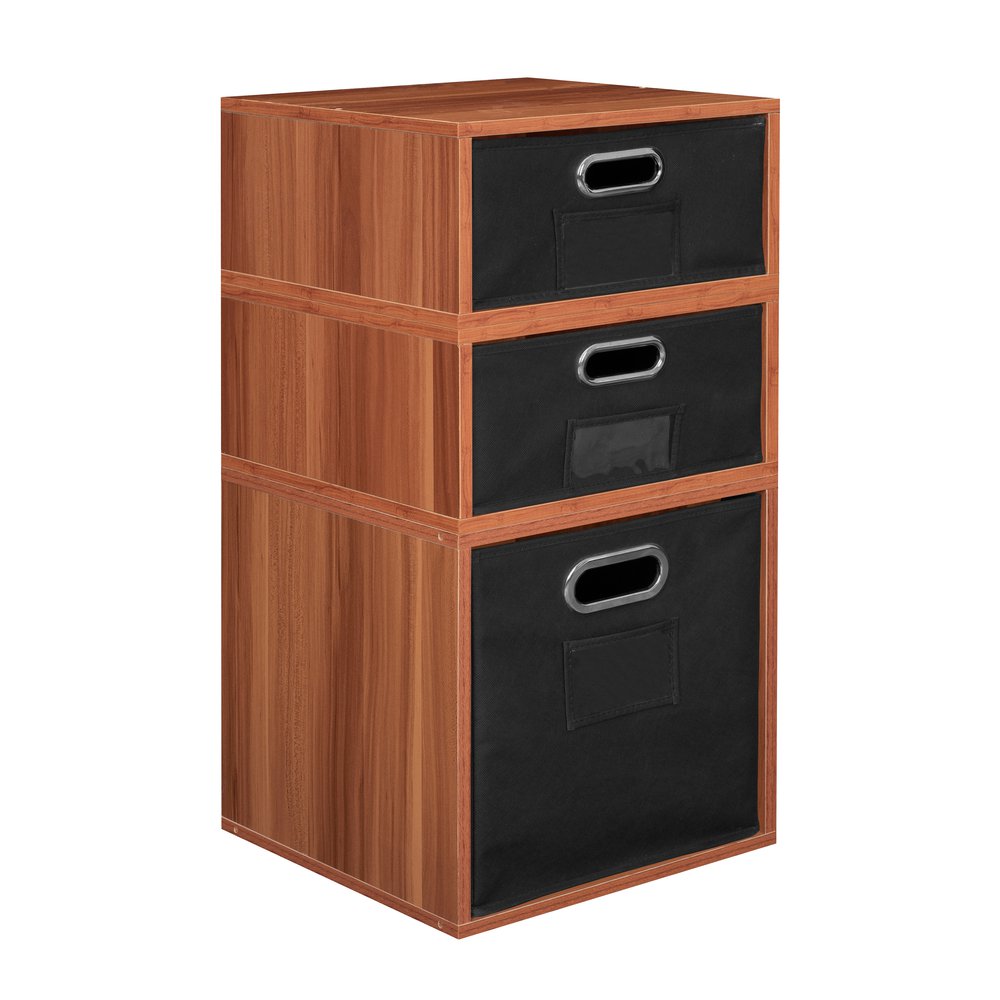 Niche Cubo Storage Set- 1 Full Cube/2 Half Cubes with Foldable Storage Bins- Warm Cherry/Black. Picture 1