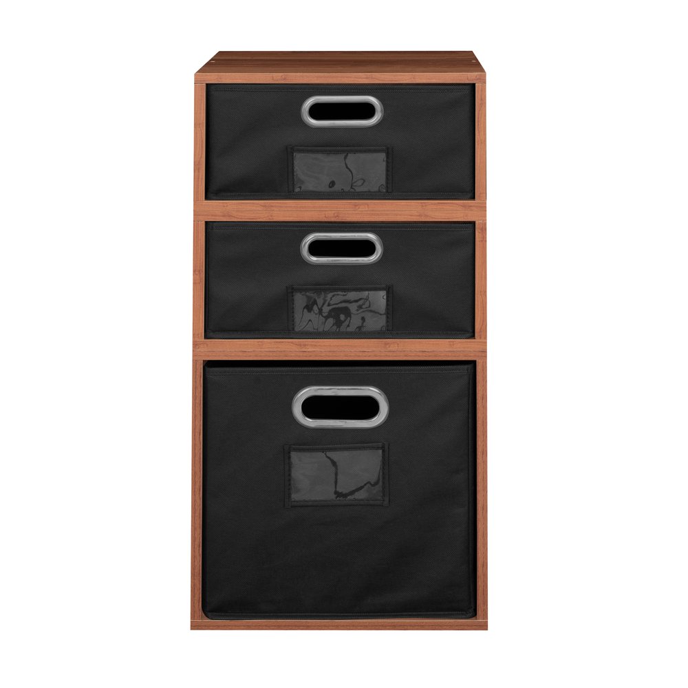 Niche Cubo Storage Set- 1 Full Cube/2 Half Cubes with Foldable Storage Bins- Warm Cherry/Black. Picture 2