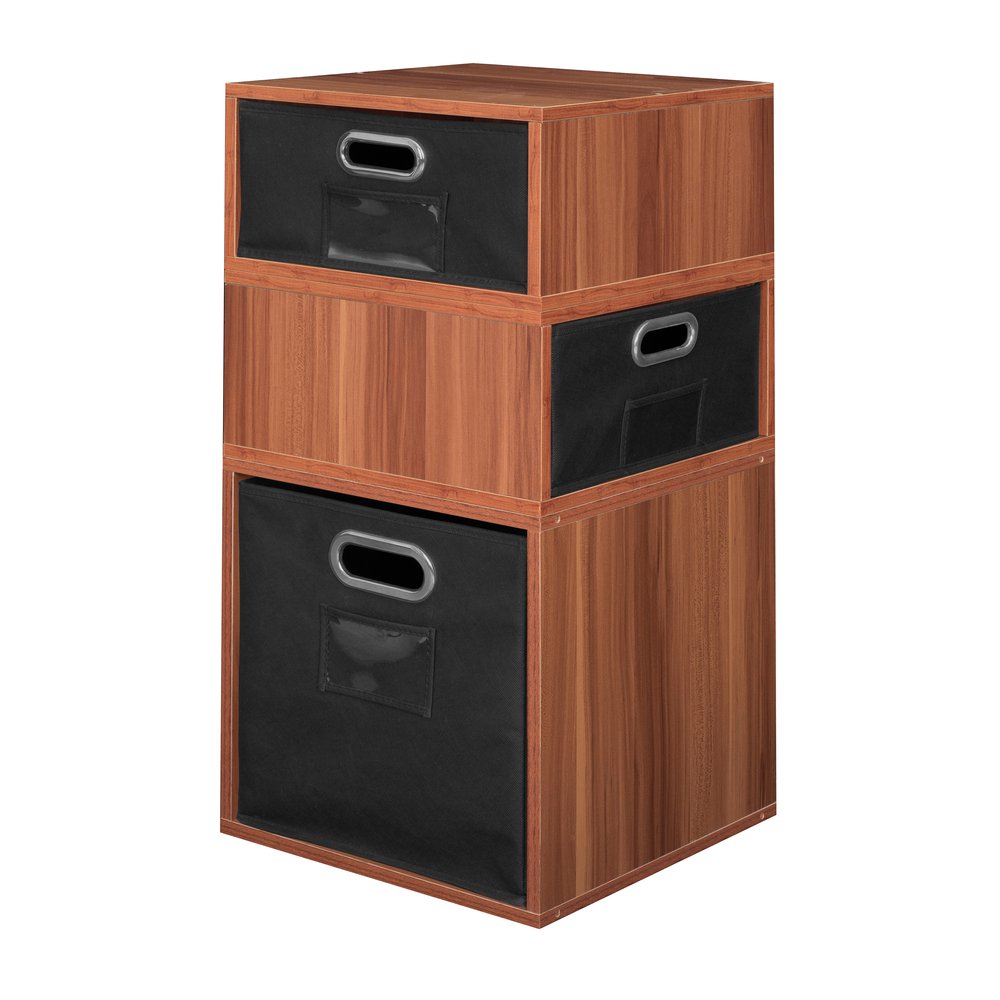 Niche Cubo Storage Set- 1 Full Cube/2 Half Cubes with Foldable Storage Bins- Warm Cherry/Black. Picture 3