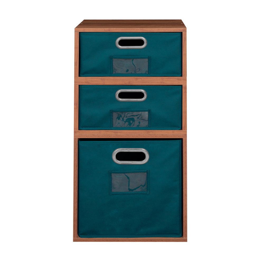 Niche Cubo Storage Set- 1 Full Cube/2 Half Cubes with Foldable Storage Bins- Warm Cherry/Teal. Picture 2